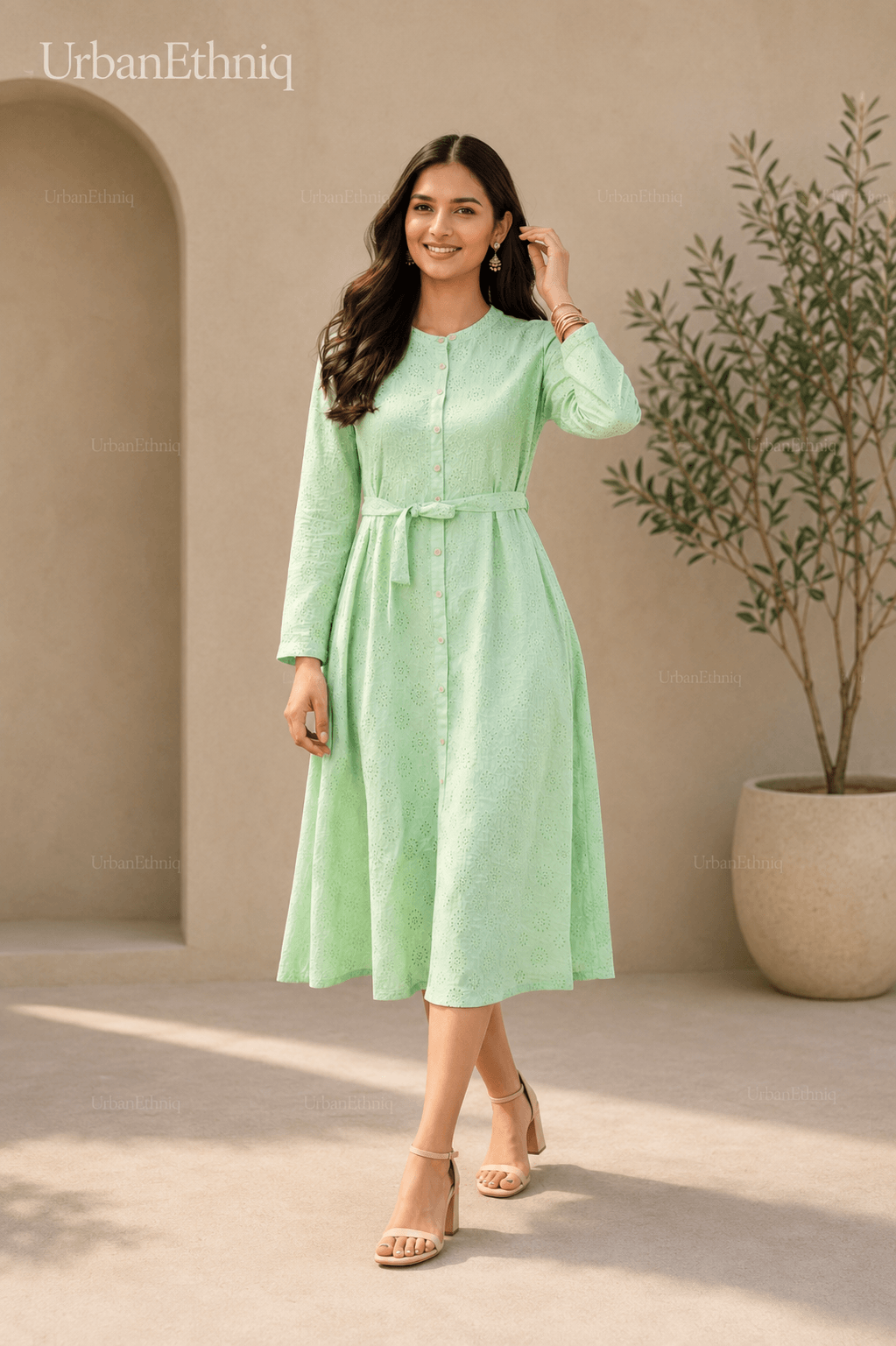Mint Green Schiffli Dress